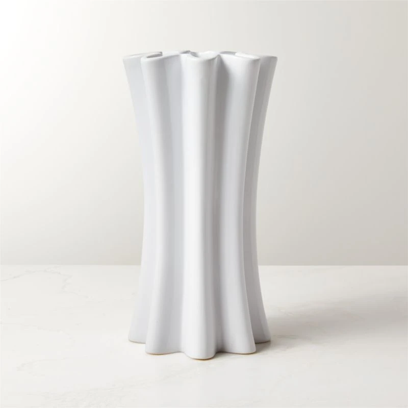 Vix Fluted White Ceramic Vase 3 Vix Fluted White Ceramic Vase