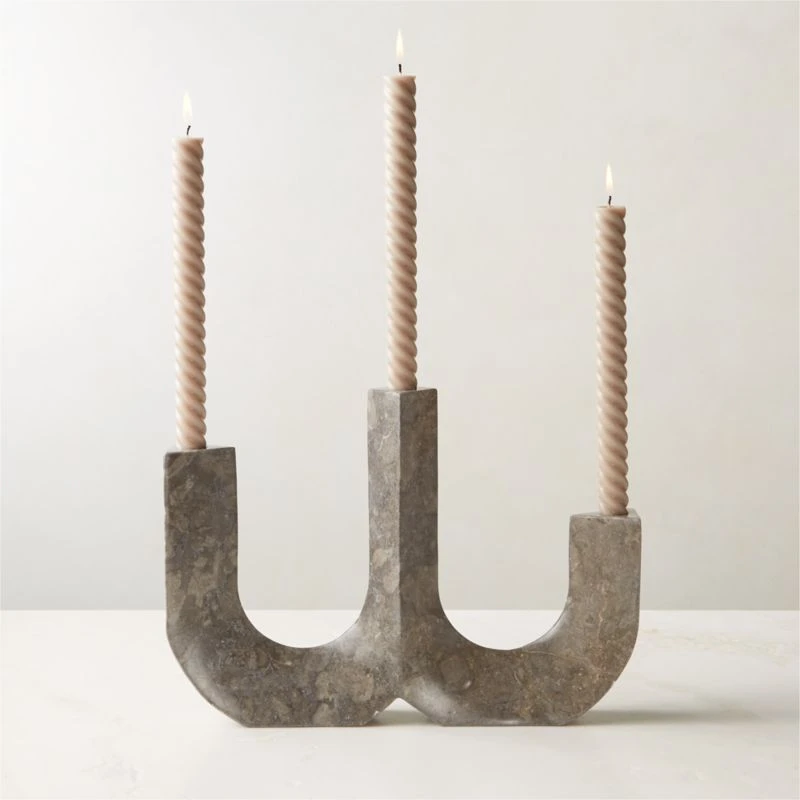 Xavier Grey Marble Taper Candle Holder 4 Xavier Grey Marble Taper Candle Holder - Image 2