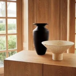 Dune Footed Sandstone Bowl 17 Dune Footed Sandstone Bowl -Home Store YadiraBlackVaseSP21 1x1