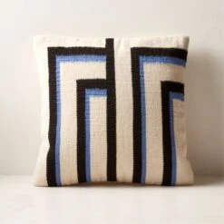 Zea Woven Blue Alpaca Wool-Blend Throw Pillow With Down-Alternative Insert 18''