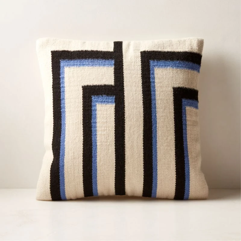 Zea Woven Blue Alpaca Wool-Blend Throw Pillow With Down-Alternative Insert 18'' 3 Zea Woven Blue Alpaca Wool-Blend Throw Pillow With Down-Alternative Insert 18''