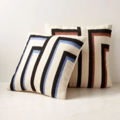 Zea Woven Blue Alpaca Wool-Blend Throw Pillow With Down-Alternative Insert 18'' 9 Zea Woven Blue Alpaca Wool-Blend Throw Pillow With Down-Alternative Insert 18'' -Home Store ZeaWvnDnAltPillow18x18GrpFHF23