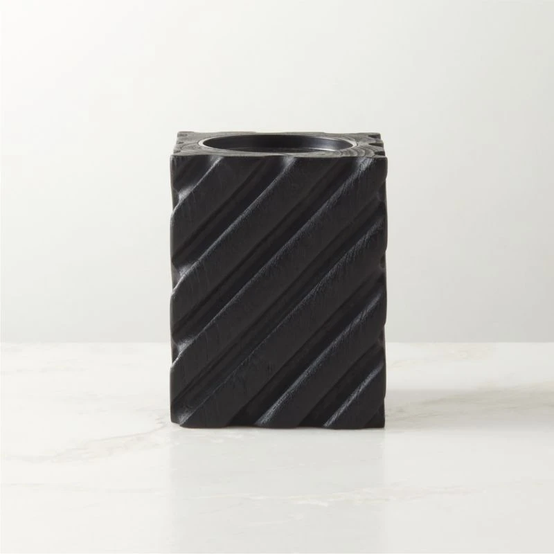 Zeke Blackened Teak Pillar Candle Holder Small 3 Zeke Blackened Teak Pillar Candle Holder Small