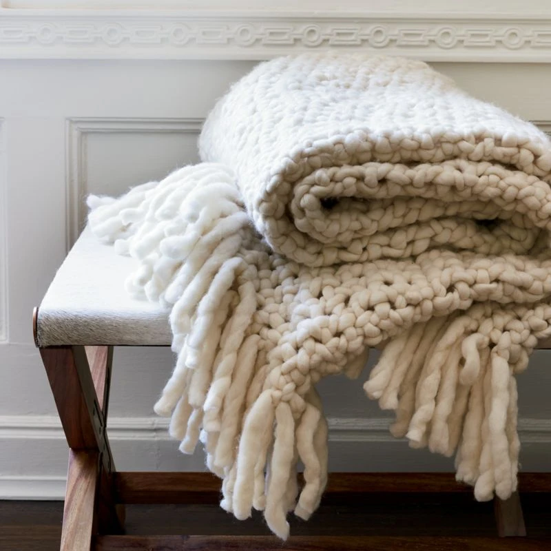 Overlook White Chunky Knit Throw Blanket 7 Overlook White Chunky Knit Throw Blanket - Image 5