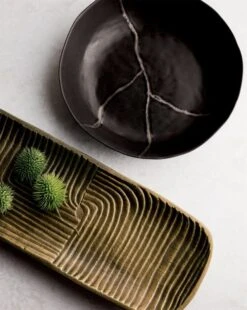 Mend Metallic Black Serving Bowl 11 Mend Metallic Black Serving Bowl -Home Store zenrectangularbrasstrayJN18